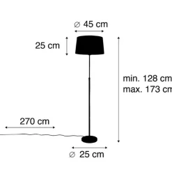 QAZQA Stehlampen|Wohnzimmerlampen*Schwarze Stehlampe mit taupe Leinenschirm 45 cm verstellbar - Parte