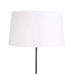 QAZQA Stehlampen|Wohnzimmerlampen*Schwarze Stehlampe mit weißem Leinenschirm 45 cm verstellbar - Parte