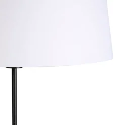 QAZQA Stehlampen|Wohnzimmerlampen*Schwarze Stehlampe mit weißem Leinenschirm 45 cm verstellbar - Parte