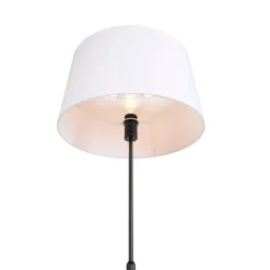 QAZQA Stehlampen|Wohnzimmerlampen*Schwarze Stehlampe mit weißem Leinenschirm 45 cm verstellbar - Parte