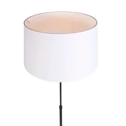 QAZQA Stehlampen|Wohnzimmerlampen*Schwarze Stehlampe mit weißem Leinenschirm 45 cm verstellbar - Parte