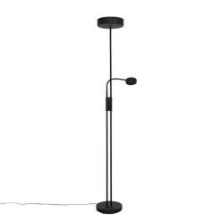 QAZQA Led-Stehlampen|Stehlampen*Schwarze Stehleuchte inkl. LED und Dimmer mit Leselampe - Kelso