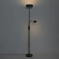 QAZQA Led-Stehlampen|Stehlampen*Schwarze Stehleuchte inkl. LED und Dimmer mit Leselampe - Kelso