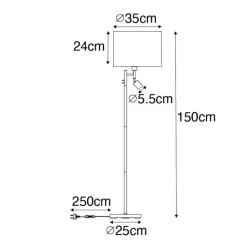 QAZQA Stehlampen|Wohnzimmerlampen*Schwarze Stehleuchte mit weißem Innenraum und Leselampe – Jelena