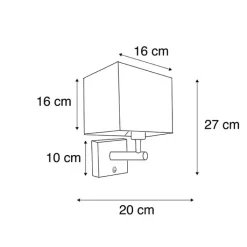 QAZQA Wandleuchten|Wohnzimmerlampen*Schwarze Wandleuchte mit USB und quadratischem Schwarzschirm - Combi 1