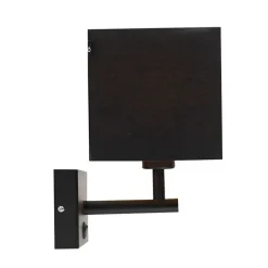 QAZQA Wandleuchten|Wohnzimmerlampen*Schwarze Wandleuchte mit USB und quadratischem Schwarzschirm - Combi 1