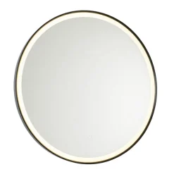 QAZQA Badezimmerlampen|Spiegel Mit Beleuchtung*Schwarzer Badezimmerspiegel 70 cm inkl. LED mit Touchdimmer - Miral