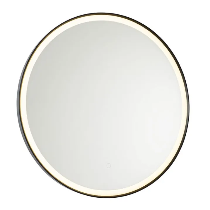 QAZQA Badezimmerlampen|Spiegel Mit Beleuchtung*Schwarzer Badezimmerspiegel 70 cm inkl. LED mit Touchdimmer - Miral