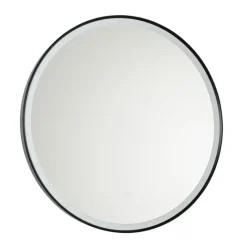 QAZQA Badezimmerlampen|Spiegel Mit Beleuchtung*Schwarzer Badezimmerspiegel 70 cm inkl. LED mit Touchdimmer - Miral