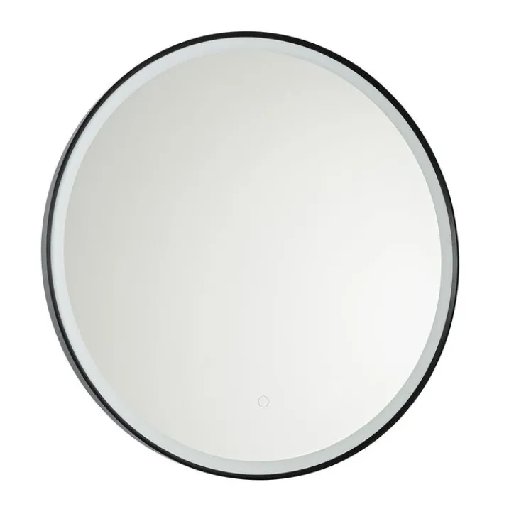 QAZQA Badezimmerlampen|Spiegel Mit Beleuchtung*Schwarzer Badezimmerspiegel 70 cm inkl. LED mit Touchdimmer - Miral