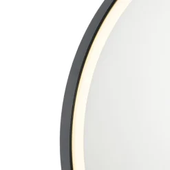 QAZQA Badezimmerlampen|Spiegel Mit Beleuchtung*Schwarzer Badezimmerspiegel 70 cm inkl. LED mit Touchdimmer - Miral