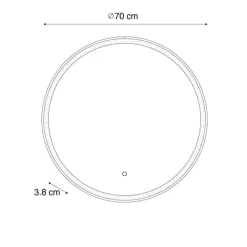 QAZQA Badezimmerlampen|Spiegel Mit Beleuchtung*Schwarzer Badezimmerspiegel 70 cm inkl. LED mit Touchdimmer - Miral