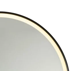 QAZQA Badezimmerlampen|Spiegel Mit Beleuchtung*Schwarzer Badezimmerspiegel 70 cm inkl. LED mit Touchdimmer - Miral