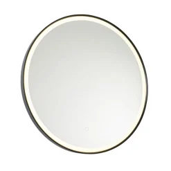 QAZQA Badezimmerlampen|Spiegel Mit Beleuchtung*Schwarzer Badezimmerspiegel 70 cm inkl. LED mit Touchdimmer - Miral