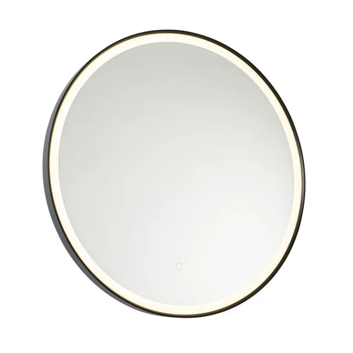 QAZQA Badezimmerlampen|Spiegel Mit Beleuchtung*Schwarzer Badezimmerspiegel 70 cm inkl. LED mit Touchdimmer - Miral