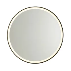 QAZQA Badezimmerlampen|Spiegel Mit Beleuchtung*Schwarzer Badezimmerspiegel 70 cm inkl. LED mit Touchdimmer - Miral