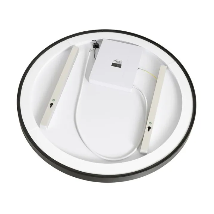 QAZQA Badezimmerlampen|Spiegel Mit Beleuchtung*Schwarzer Badezimmerspiegel 70 cm inkl. LED mit Touchdimmer - Miral