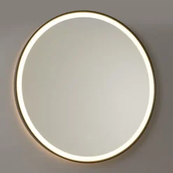 QAZQA Badezimmerlampen|Spiegel Mit Beleuchtung*Schwarzer Badezimmerspiegel 70 cm inkl. LED mit Touchdimmer - Miral