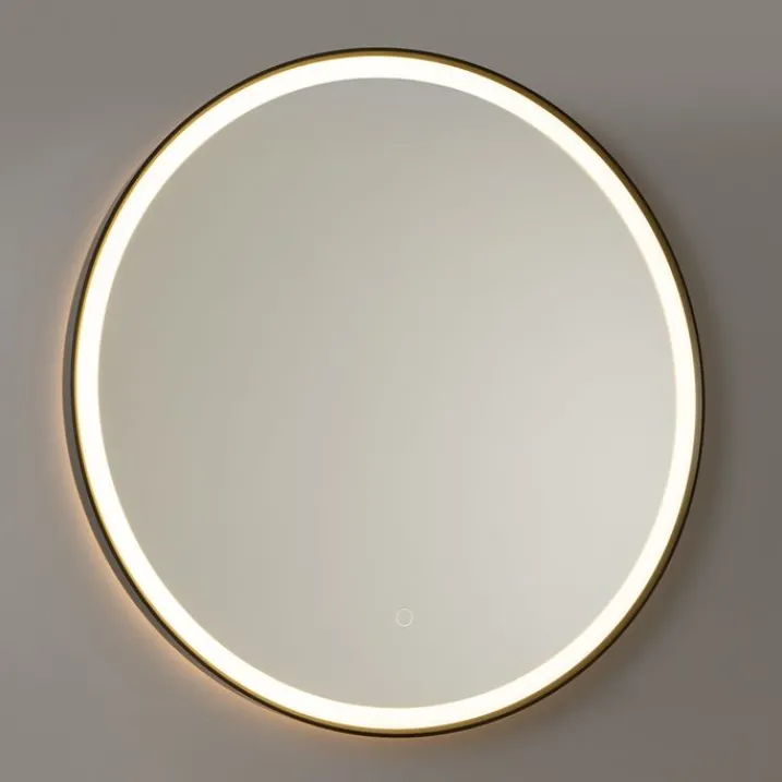 QAZQA Badezimmerlampen|Spiegel Mit Beleuchtung*Schwarzer Badezimmerspiegel 70 cm inkl. LED mit Touchdimmer - Miral