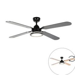 QAZQA Deckenventilator Mit Licht|Wohnzimmerlampen*Schwarzer Deckenventilator mit Fernbedienung – Fanattic