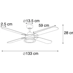 QAZQA Deckenventilator Mit Licht|Wohnzimmerlampen*Schwarzer Deckenventilator mit Fernbedienung – Fanattic