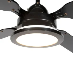 QAZQA Deckenventilator Mit Licht|Wohnzimmerlampen*Schwarzer Deckenventilator mit Fernbedienung – Fanattic