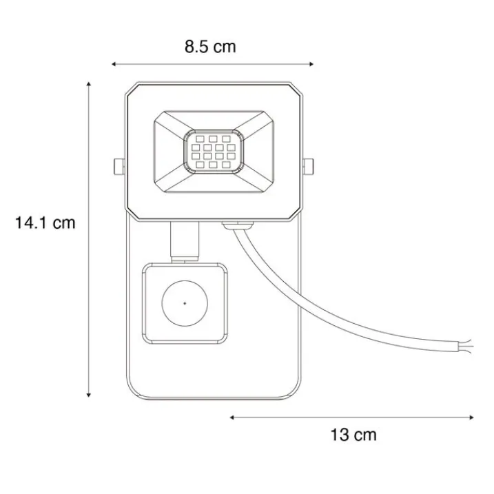 QAZQA Led-Außenleuchten|Außenwandleuchten*Schwarzer Heizkörper inkl. LED 10W IP65 mit Bewegungssensor - Levana