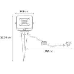 QAZQA Gartenbeleuchtung|Led-Außenleuchten*Schwarzer Strahler inkl. LED mit Erdungsstift IP65 - Levana