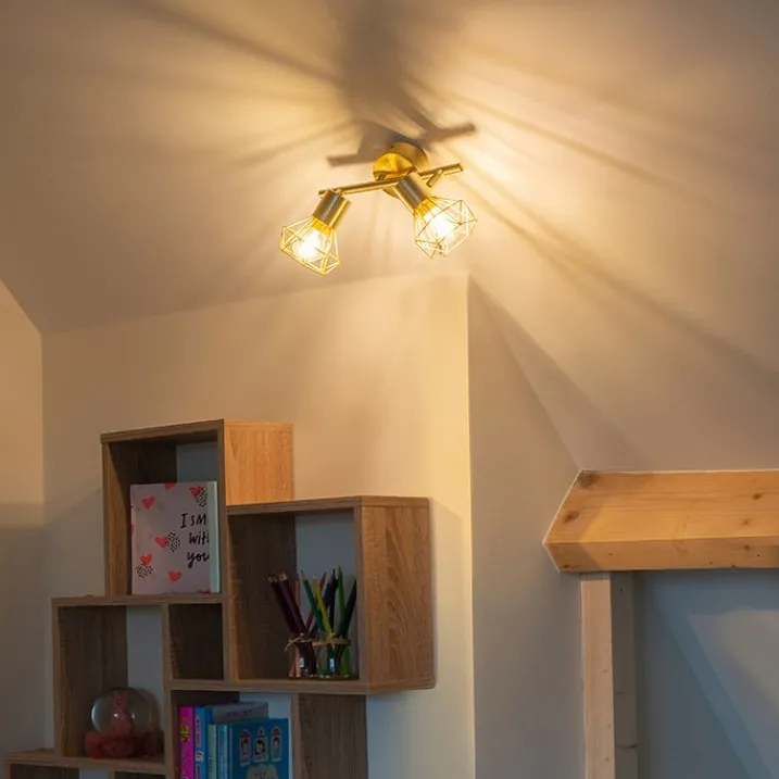 QAZQA Smarte Spots|Smarte Deckenleuchten*Schwenk- und kippbarer intelligenter LED-Strahler Messing inkl. 2 Wifi P45 - Mosh