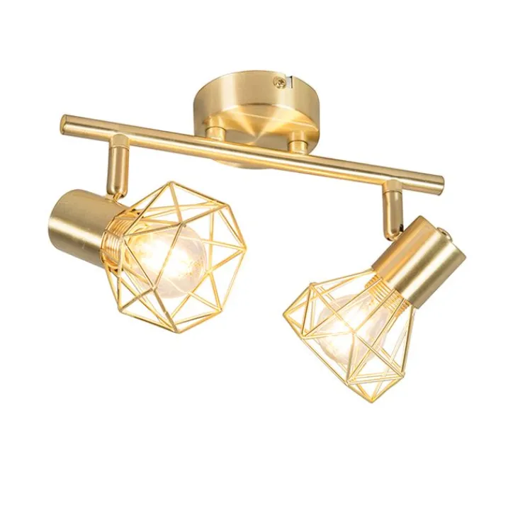 QAZQA Smarte Spots|Smarte Deckenleuchten*Schwenk- und kippbarer intelligenter LED-Strahler Messing inkl. 2 Wifi P45 - Mosh