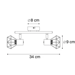 QAZQA Smarte Spots|Smarte Deckenleuchten*Schwenk- und kippbarer intelligenter LED-Strahler Messing inkl. 2 Wifi P45 - Mosh