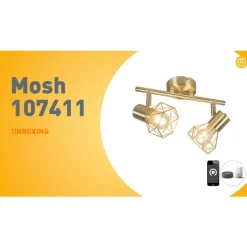 QAZQA Smarte Spots|Smarte Deckenleuchten*Schwenk- und kippbarer intelligenter LED-Strahler Messing inkl. 2 Wifi P45 - Mosh