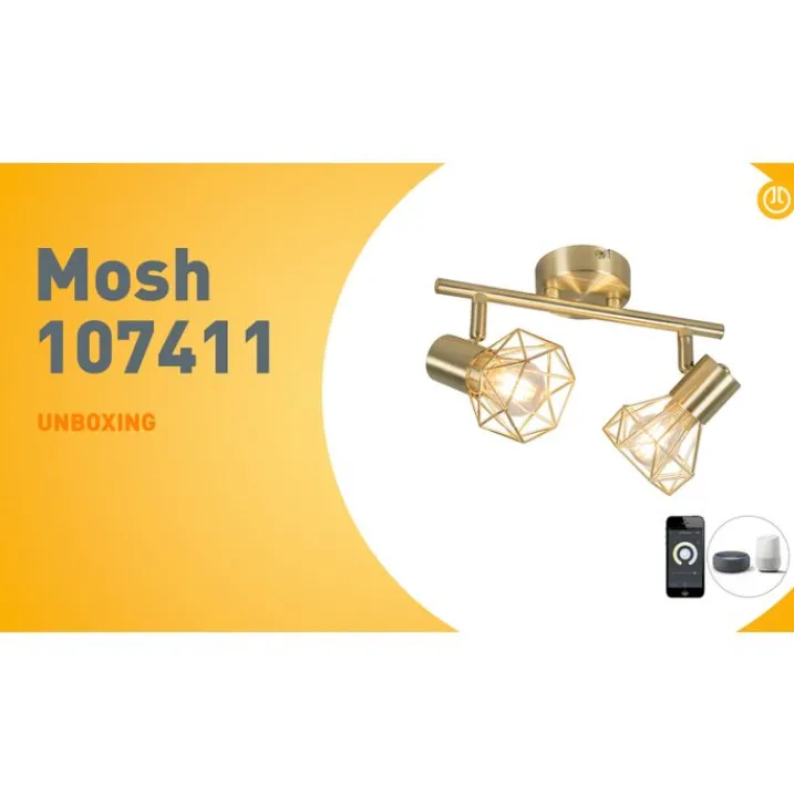 QAZQA Smarte Spots|Smarte Deckenleuchten*Schwenk- und kippbarer intelligenter LED-Strahler Messing inkl. 2 Wifi P45 - Mosh