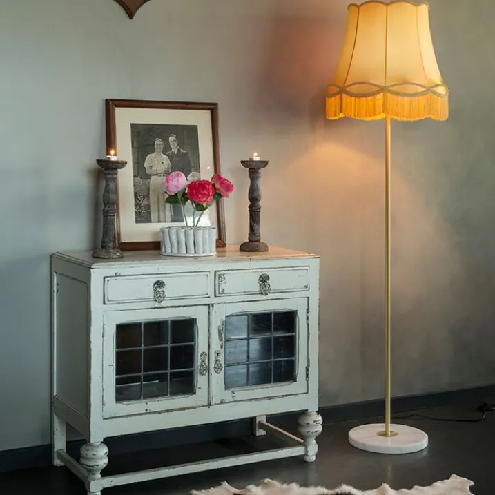 QAZQA Lampenschirme*Seidenlampenschirm Gold 45/30/44 - Granny