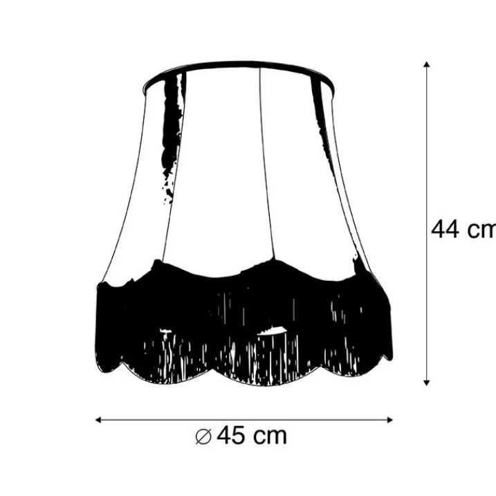 QAZQA Lampenschirme*Seidenlampenschirm schwarz mit grau 45 cm - Granny