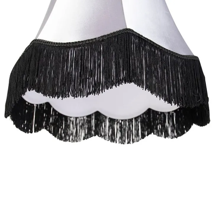 QAZQA Lampenschirme*Seidenlampenschirm schwarz mit grau 45 cm - Granny