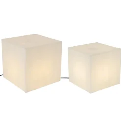 QAZQA Gartenbeleuchtung|Stehlampen Außen*Set aus 2 Außen-Stehleuchten weiß 30 und 38 cm quadratisch IP44 - Nura