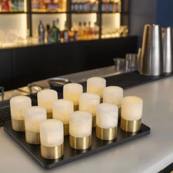 QAZQA Gartenbeleuchtung|Led-Außenleuchten*Set aus 12 goldenen RGBW wiederaufladbaren Tischleuchten inkl. Ladestation - Alessia