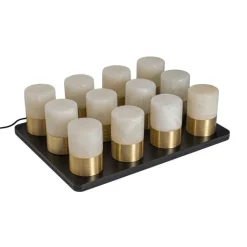 QAZQA Gartenbeleuchtung|Led-Außenleuchten*Set aus 12 goldenen RGBW wiederaufladbaren Tischleuchten inkl. Ladestation - Alessia