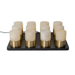 QAZQA Gartenbeleuchtung|Led-Außenleuchten*Set aus 12 goldenen RGBW wiederaufladbaren Tischleuchten inkl. Ladestation - Alessia