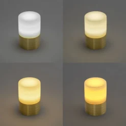 QAZQA Gartenbeleuchtung|Led-Außenleuchten*Set aus 12 goldenen RGBW wiederaufladbaren Tischleuchten inkl. Ladestation - Alessia