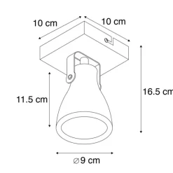 QAZQA Wandstrahler|Deckenstrahler*Set aus 6 industriellen Spots grau Beton 1-Flammig - Creto