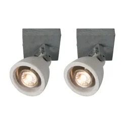 QAZQA Wandstrahler|Deckenstrahler*Set aus 2 industriellen Spots grau Beton 1-Flammig - Creto