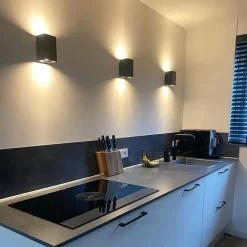 QAZQA Schlafzimmerlampen|Küchenlampen*Set aus 2 modernen Wandlampen schwarz quadratisch - Sandy