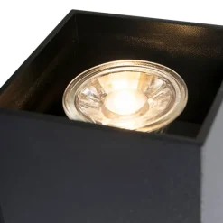 QAZQA Schlafzimmerlampen|Küchenlampen*Set aus 2 modernen Wandlampen schwarz quadratisch - Sandy