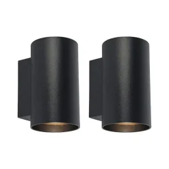 QAZQA Schlafzimmerlampen|Küchenlampen*Set aus 2 modernen Wandleuchten schwarz rund - Sandy