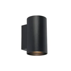 QAZQA Schlafzimmerlampen|Küchenlampen*Set aus 2 modernen Wandleuchten schwarz rund - Sandy