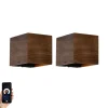 QAZQA Smarte Wandleuchten|Wandleuchten*Set aus 2 Smart Wandleuchten Nussbaumholz Inkl. Wifi G9 - Transfer