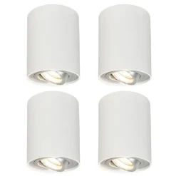 QAZQA Schlafzimmerlampen|Küchenlampen*Set aus 4 Spots weiß schwenk- und kippbar - Rondoo 1 up