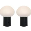 QAZQA Gartenbeleuchtung|Led-Außenleuchten*Set aus 2 wiederaufladbaren LED-Tischlampen Pilz Schwarz - Louise